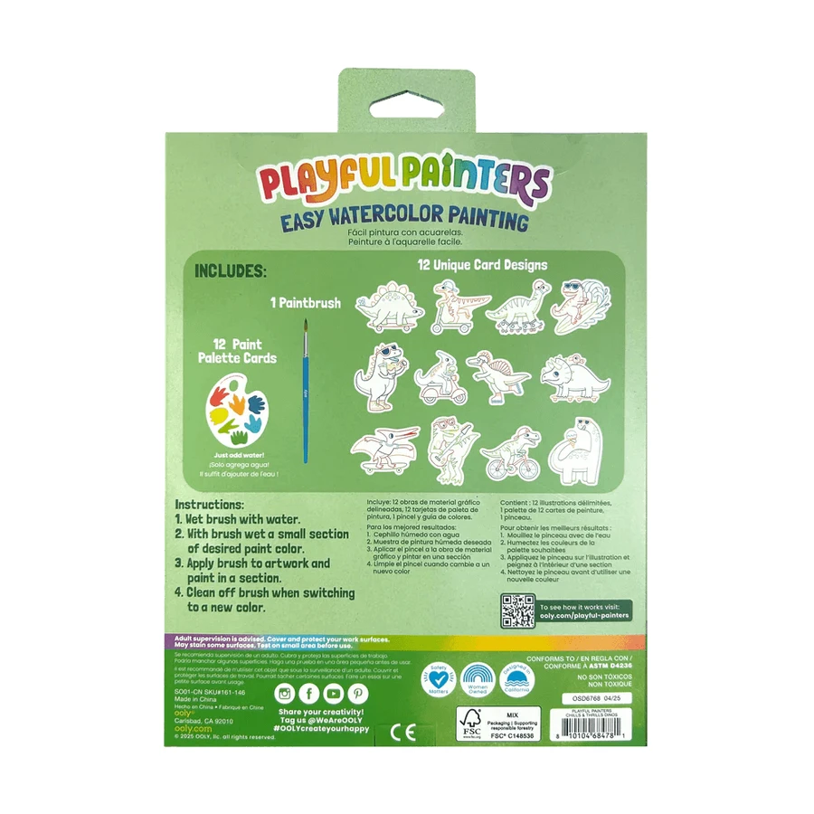 Kit aquarelle - Facile à peindre - Dinosaures, Playful Painters