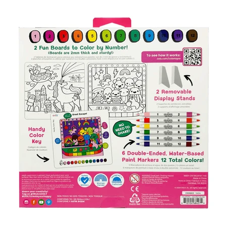 Colortopia kreatives Malen-nach-Zahlen-Set mit Markern - Einhornland (Set mit 6 Doppelfarben)