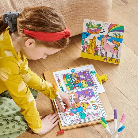 Colortopia kreatives Malen-nach-Zahlen-Set mit Markern - Einhornland (Set mit 6 Doppelfarben)