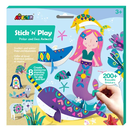 Stick'N'Play Kreativspiel mit 3D-Szenen und neu positionierbaren Stickern - Polar- und Meerestiere