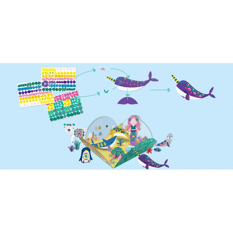 Stick'N'Play Kreativspiel mit 3D-Szenen und neu positionierbaren Stickern - Polar- und Meerestiere