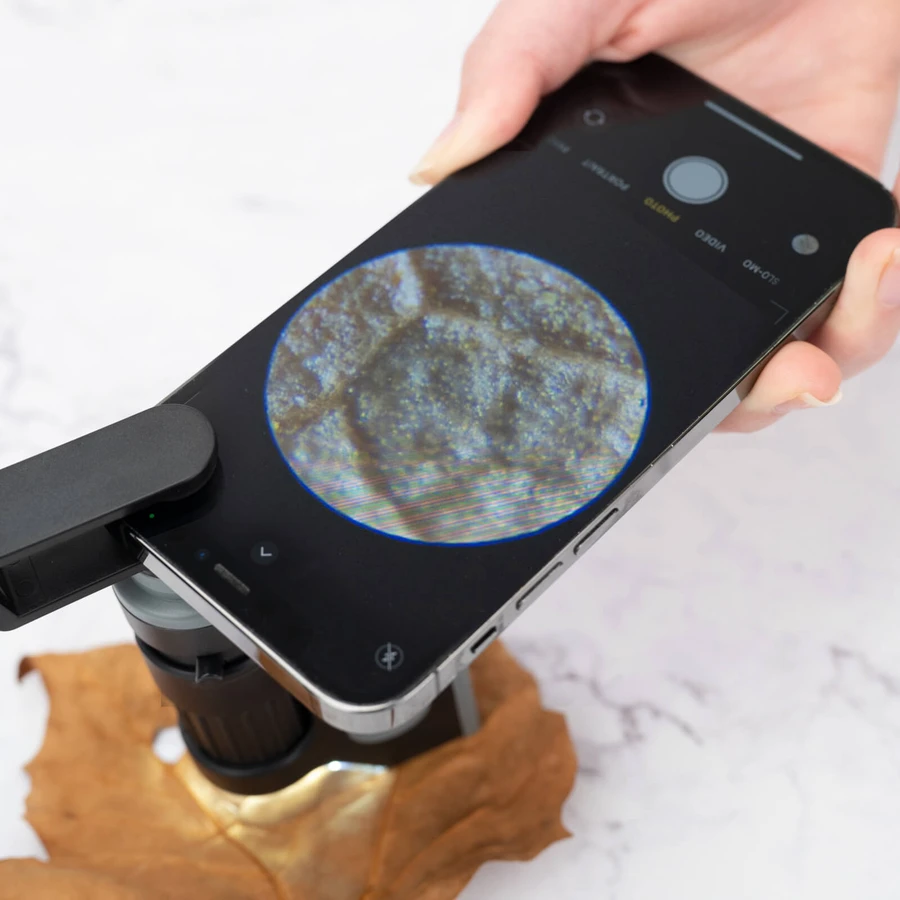 LED zakmicroscoop, vergroting 60-120x, met smartphone-adapter, MicroBrite