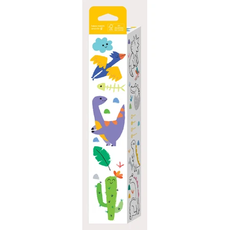 Zeichnungsrollenset 3 m und 12 Buntstifte, Haku Yoka - Dinosaurier