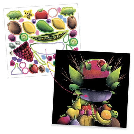 Inspiré par Arcimboldo, autocollants fruits et légumes, Djeco