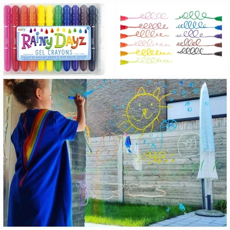 Gel pencils for window and glass, Rainy Dayz, set of 12 washable colors