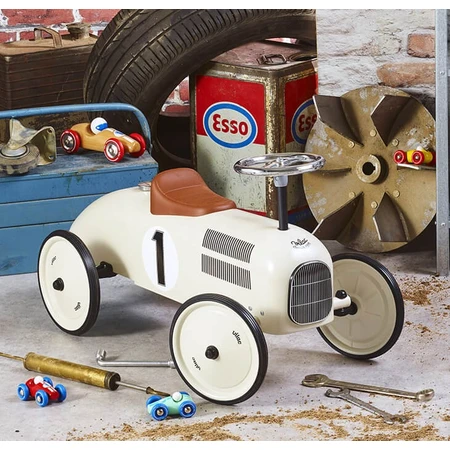 Aufsitzauto Vintage Metall - Weiß/Creme - Vilac