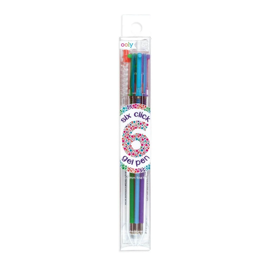 Multicolor gel pen with 6 colors and retractable mechanism