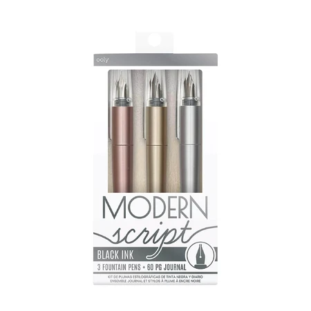 Modern Script pennen- en notitieboekenset - set van 4