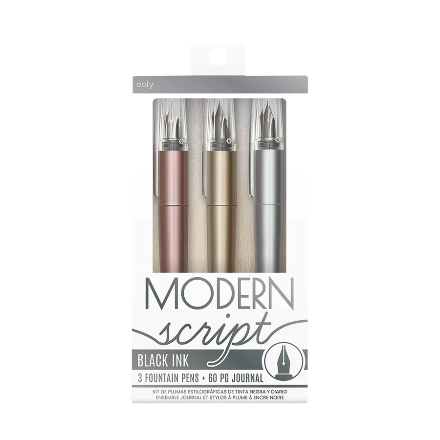 Modern Script pennen- en notitieboekenset - set van 4