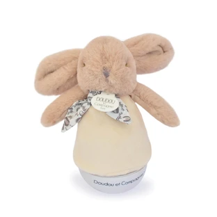 16 cm pluizig konijntje theelichtje, beige