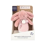 Veioza muzicala iepuras pufos, 16 cm, roz
