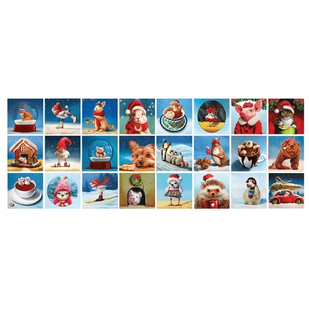 Animals and Christmas Advent Calendar, 24 jigsaw puzzles, 50 pieces
