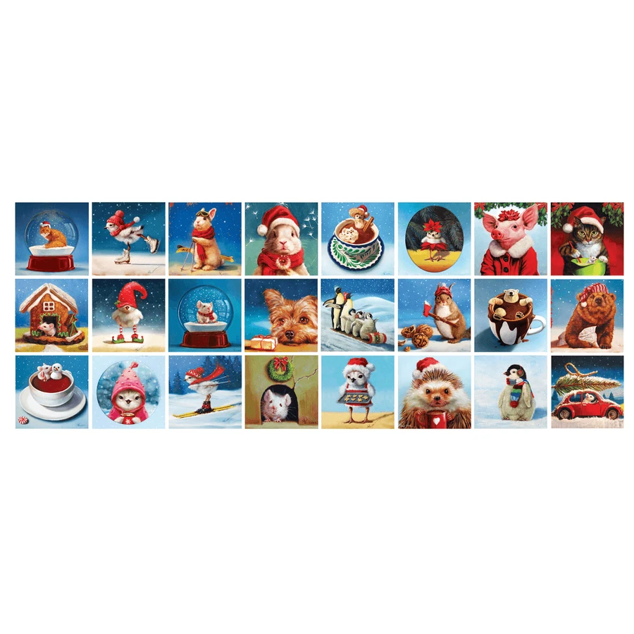 Animals and Christmas Advent Calendar, 24 jigsaw puzzles, 50 pieces