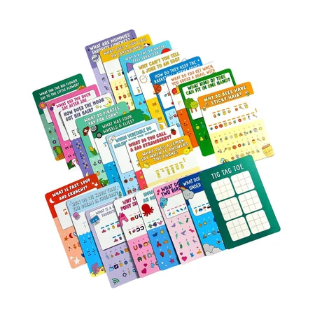 Sammlung von 24 Karten mit Spielen und Aktivitäten - Dekoder mit Witzen