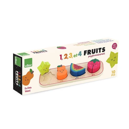 Wooden jigsaw puzzle - 1,2,3,4 Fruits - Vilac