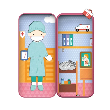 Magnetic puzzle in metal box, matching and matching game - Doctor
