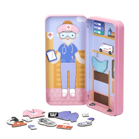 Magnetic puzzle in metal box, matching and matching game - Doctor
