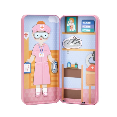 Magnetic puzzle in metal box, matching and matching game - Doctor