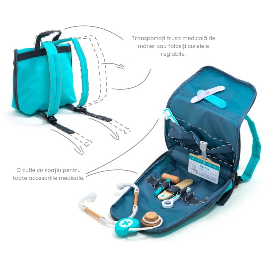 Role-play Doctor's complete set, turquoise, UMU Toys