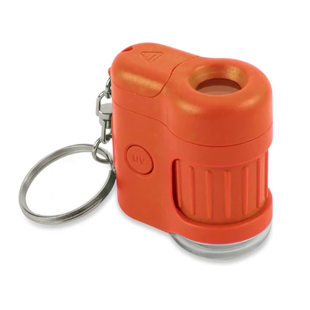 Microscopio portátil con llavero, 20 aumentos, MicroMini, Naranja