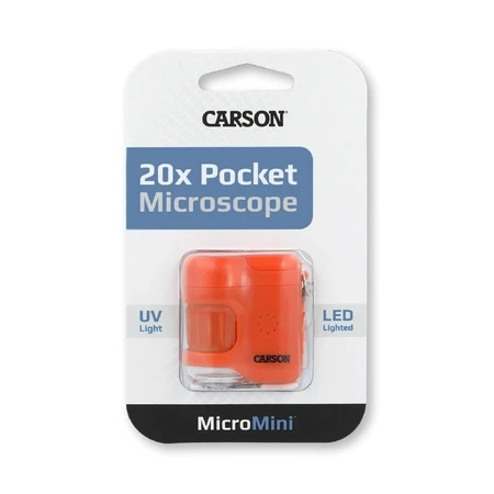Microscopio portátil con llavero, 20 aumentos, MicroMini, Naranja
