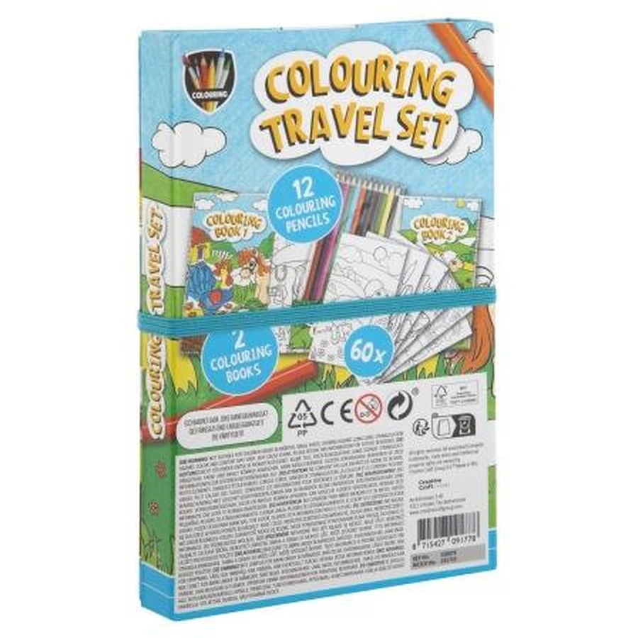 Creative pocket set, 2 coloring books and crayons, farm animals, Grafix