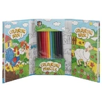 Creative pocket set, 2 coloring books and crayons, farm animals, Grafix