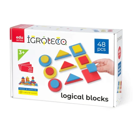 Wooden logic blocks, 48 pieces