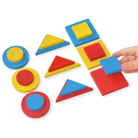 Wooden logic blocks, 48 pieces