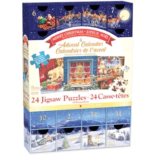 Fröhlicher Weihnachts-Adventskalender, 24 Puzzles, 50 Teile