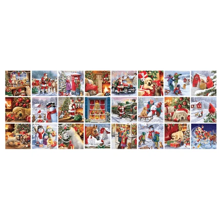 Fröhlicher Weihnachts-Adventskalender, 24 Puzzles, 50 Teile