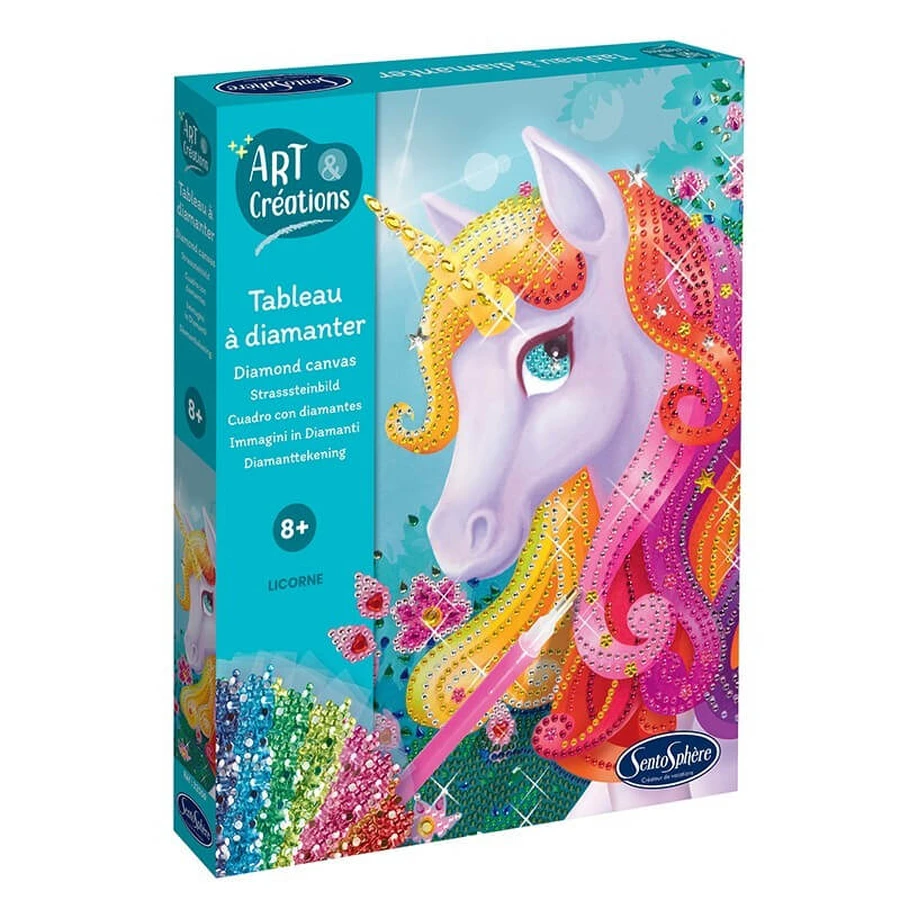 Kreativ-Kit Diamanten / Strasssteine - Leinwand Einhorn - Sentosphere