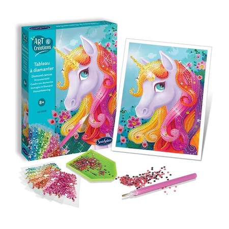 Kreativ-Kit Diamanten / Strasssteine - Leinwand Einhorn - Sentosphere