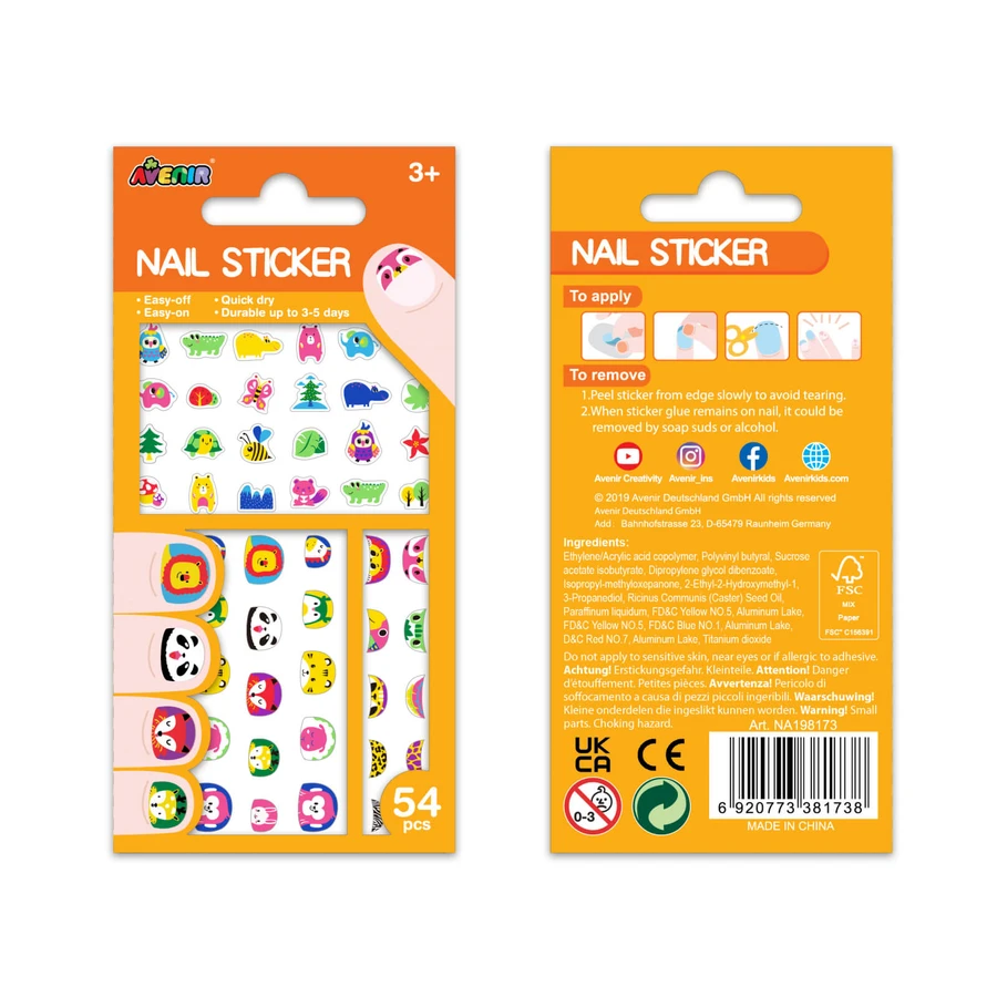 Phosphorescent nail stickers - Wild animals