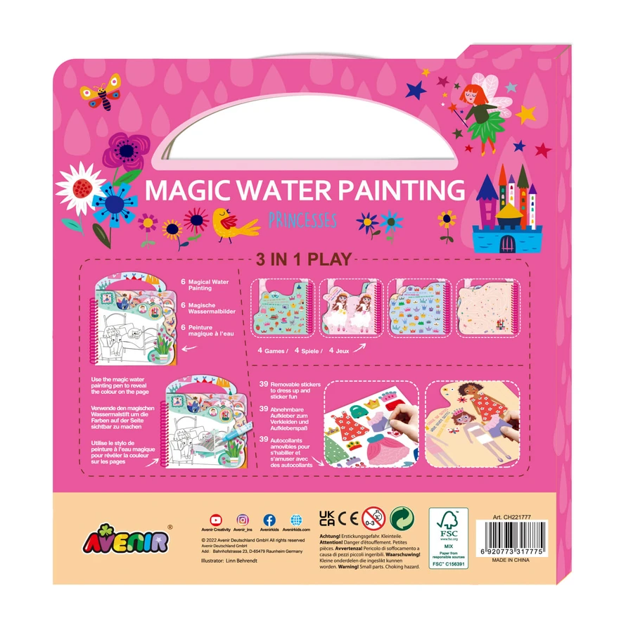 Draagbaar aquarel schilderboek, stickers en spelletjes - Printese