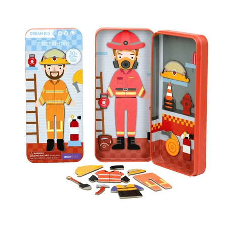 Puzzle magnético en caja metálica, juego de parejas y correspondencias - Bombero