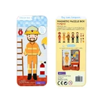 Puzzle magnético en caja metálica, juego de parejas y correspondencias - Bombero