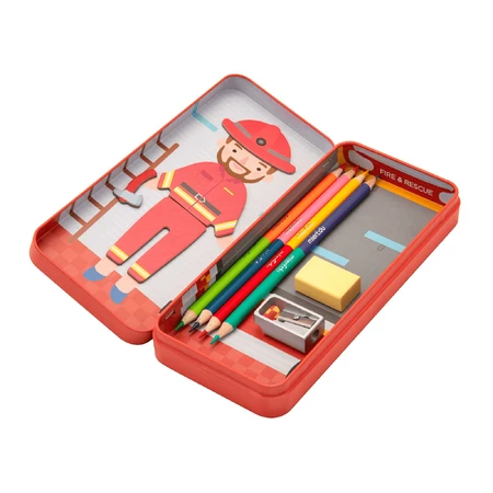 Puzzle magnético en caja metálica, juego de parejas y correspondencias - Bombero