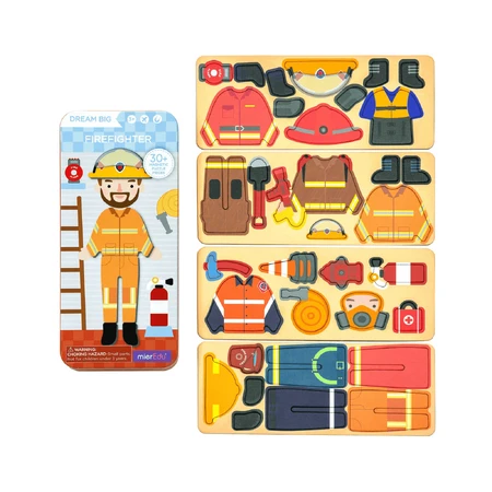 Puzzle magnético en caja metálica, juego de parejas y correspondencias - Bombero