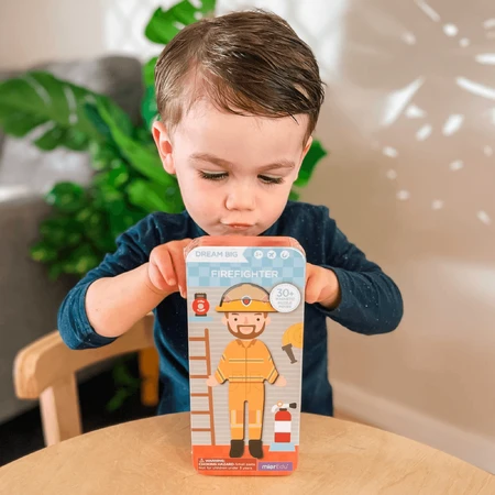Puzzle magnético en caja metálica, juego de parejas y correspondencias - Bombero