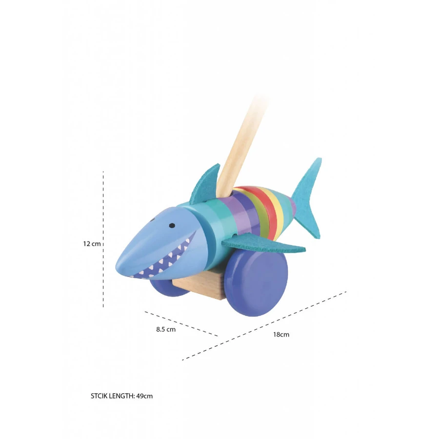 Juguete para empujar Happy shark, Orange Tree Toys