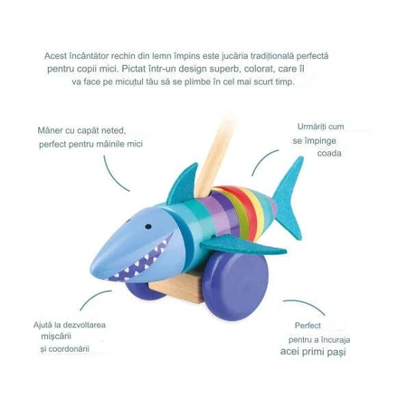 Juguete para empujar Happy shark, Orange Tree Toys