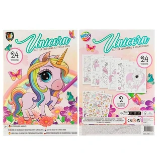 Libro para colorear con pegatinas, unicornio, A4, 24 páginas