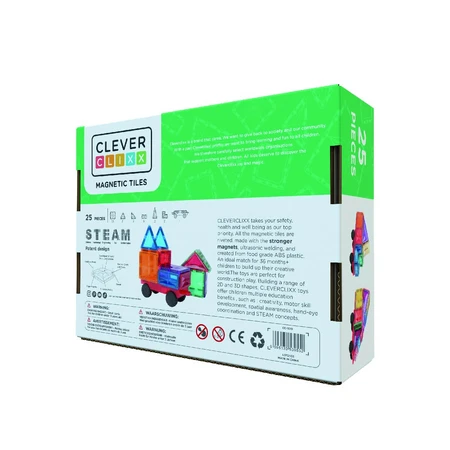 Magnetisch bouwspel met wielenset 25 stukjes, Cleverclixx