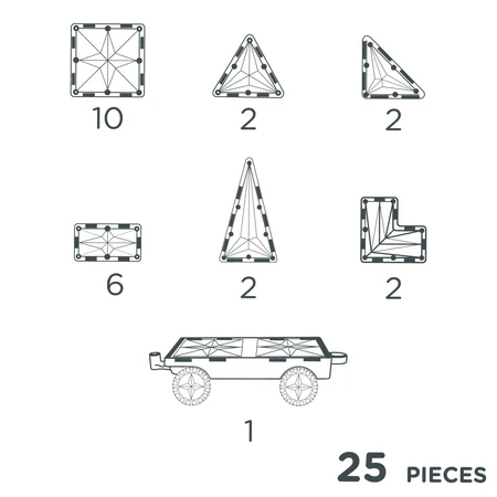 Magnetisch bouwspel met wielenset 25 stukjes, Cleverclixx