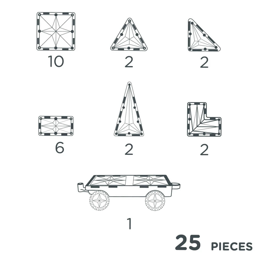 Magnetisch bouwspel met wielenset 25 stukjes, Cleverclixx