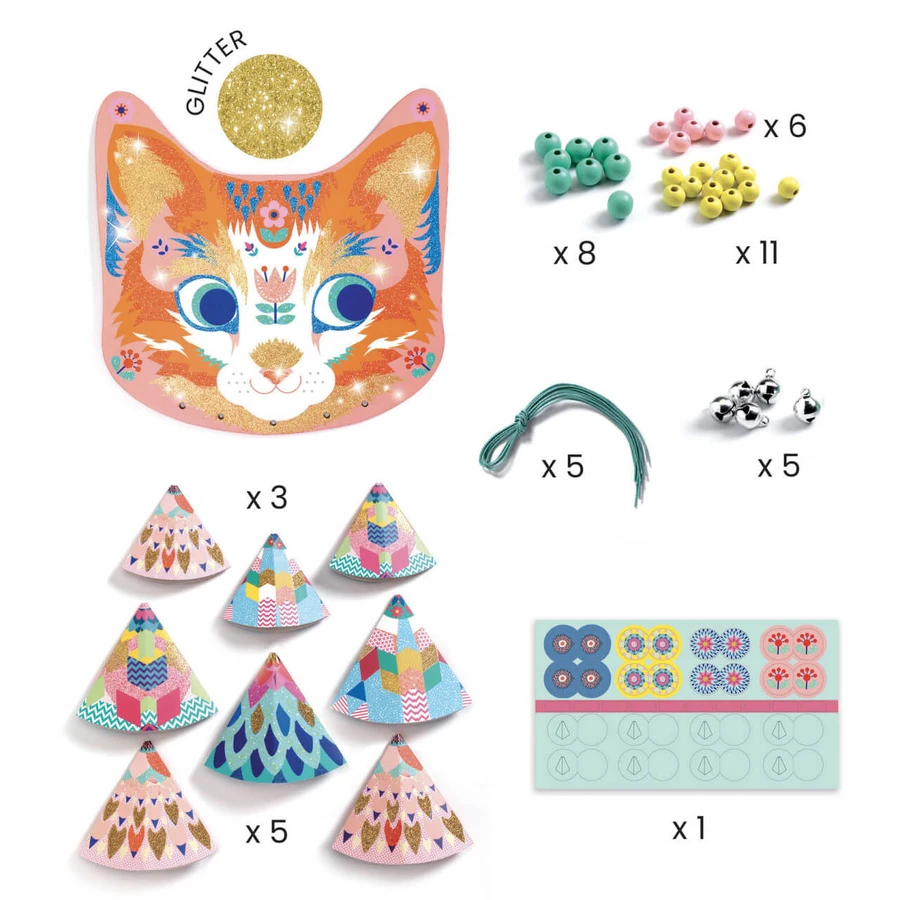 DIY Set Djeco, Mobile with bells and glitter - Kitten