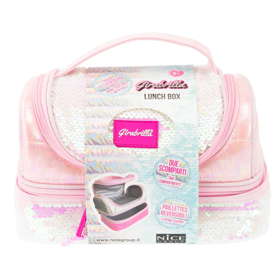 Girabrilla lunch box - quilted thermal box with reversible sequins and waterproof interior