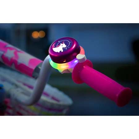 Timbre de bicicleta con luces LED multicolor, rosa