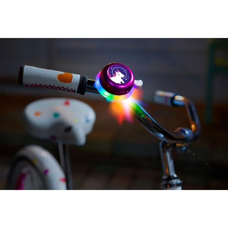 Timbre de bicicleta con luces LED multicolor, rosa
